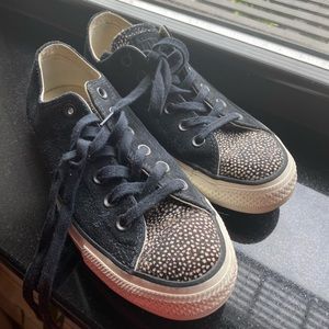 Converse Black Suede Spotted Toe Chucks